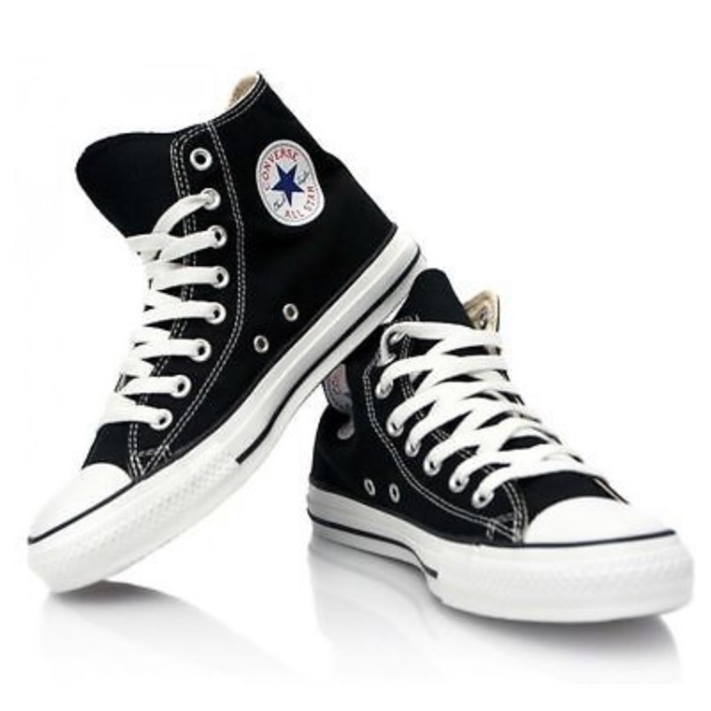 Converse black and white high top sneakers